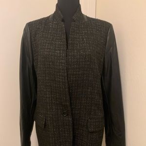 DKNY metallic blazer with faux leather sleeves